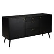 OVIALA - Buffet design effet bois foncé 2 portes 3 tiroirs 150 cm noir  - Milo - vignette