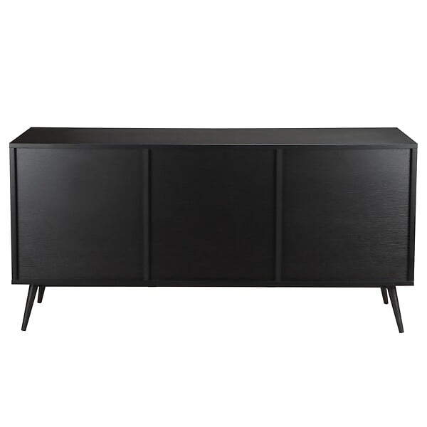 OVIALA - Buffet design effet bois foncé 2 portes 3 tiroirs 150 cm noir  - Milo - large