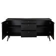 OVIALA - Buffet design effet bois foncé 2 portes 3 tiroirs 150 cm noir  - Milo - vignette