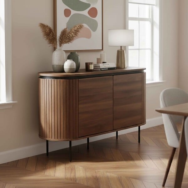 OVIALA - Buffet 2 portes moderne rectangulaire L120 cm bois foncé - Hemera - large