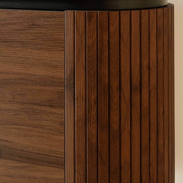 OVIALA - Buffet 2 portes moderne rectangulaire L120 cm bois foncé - Hemera - large