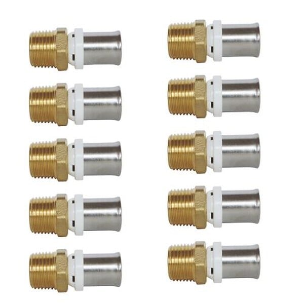 SOMATHERM FOR YOU - Lot 10 Raccords droit mâle à sertir multicouche Ø16 - 12/17 - large