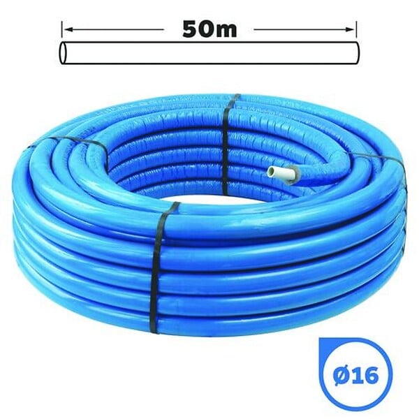 SOMATHERM FOR YOU - Tube multicouche Ø16 isolé bleu en couronne 50m - Isolant 8mm - large