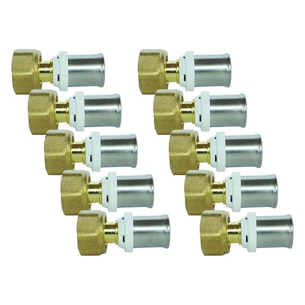 SOMATHERM FOR YOU - Lot de 10 raccords droit à sertir écrou tournant 15/21 pour tube Multicouche Ø16 - large