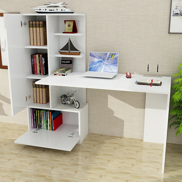 HABITAT ET JARDIN - Bureau en bois "Domingos" - 149 x 61 x 73 cm - Blanc - large