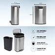 KITCHEN MOVE - Poubelle à pédale inox ADMIRAL argent 50L - vignette