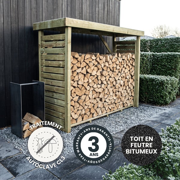 CERLAND - ABRI BUCHES BOIS XL 238,5X89,5X183CM - large