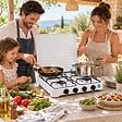 INTEC - Plaque de cuisson gaz 4 feux 8000W Réchaud à gaz portable Blanc Gaz Butane ou Propane Bruleurs grille Acier amovibles INTEC - vignette