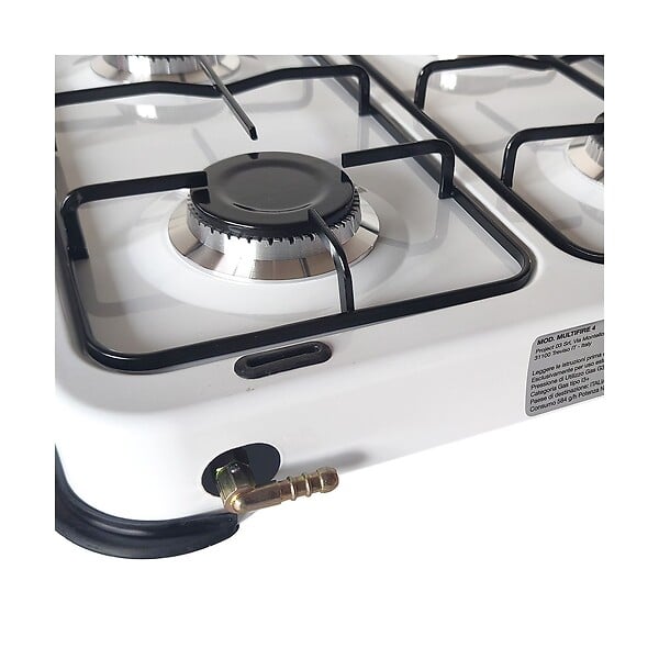 INTEC - Plaque de cuisson gaz 4 feux 8000W Réchaud à gaz portable Blanc Gaz Butane ou Propane Bruleurs grille Acier amovibles INTEC - large