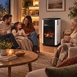 SAHARA - Pack 2 Poêles à gaz 3.4KW Manhattan Blanc Effet feu de bois 3 niveaux de chauffe 40-80m2 Sahara - vignette