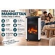 SAHARA - Pack 2 Poêles à gaz 3.4KW Manhattan Blanc Effet feu de bois 3 niveaux de chauffe 40-80m2 Sahara - vignette
