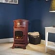 SAHARA - Pack de 2 Poêles à gaz Rouge Provence en fonte 3,4KW Effet feu de bois Chauffage d'appoint gaz sur roues Sahara - vignette
