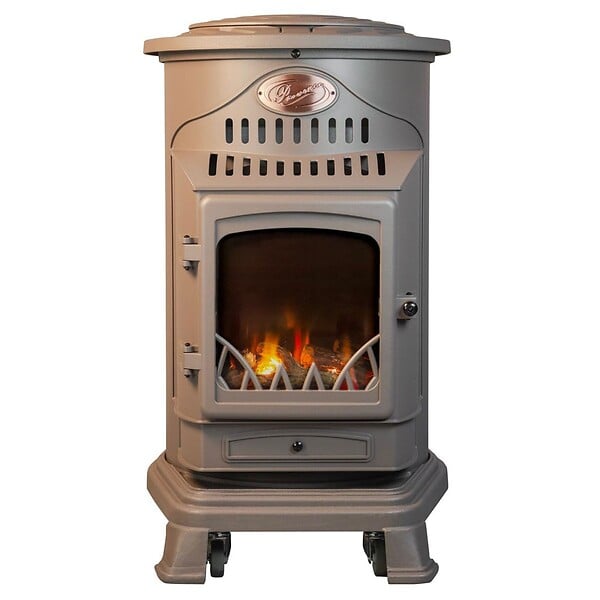 SAHARA - Pack de 2 poêles à gaz Provence Marron 3,4 kW Fonte Effet feu de bois Chauffage d'appoint sur roulettes Sahara - large