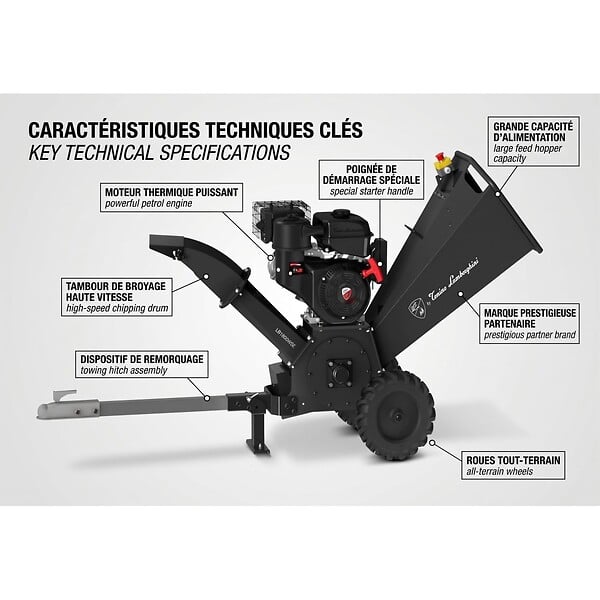 LAMBORGHINI - Broyeur de Végétaux Thermique 18CV 459cm³ Moteur 4T Coupe Ø120 mm max Démarrage Électrique Tonino Lamborghini - large