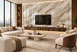 PROTOCOLE HOME - PROTOCOLE HOME - Panneau mural effet marbre PS-905 Aurelia BEIGE 260 × 122 cm - vignette