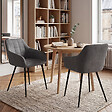 ID MARKET - Lot de 2 chaises de salle à manger, fauteuils de table MADY en velours gris foncé - vignette