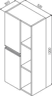 ONDEE - Colonne de rangement à suspendre EBENE - 52 cm  Finition : Blanc - 2 Portes - large