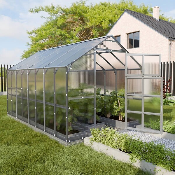 KLASIKA GREENHOUSES - Serre polycarbonate KLASIKA HOUSE PREMIUM 9,68m² 2,35x4,12m - kit 8 accessoires inclus - large