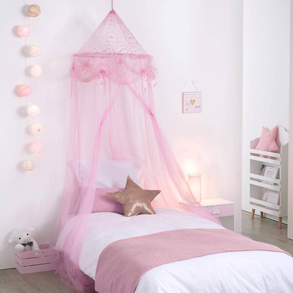 ATMOSPHERA - Ciel de lit enfant "Mademoiselle" rose 250x60cm - large