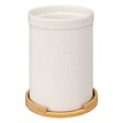 5 FIVE SIMPLY SMART - Pot à ustensiles couvercle bambou "Naturéo" en céramique blanc - vignette