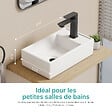 EMKE - EMKE Vasque à poser céramique 41×22×10cm, Lavabo salle de bain rectangulaire, Lavabo en céramique blanc brillant - vignette