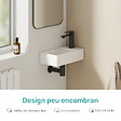 EMKE - EMKE Lavabo Mural de Salle de Bain 400 x 225 x 130 mm, Vasque Rectangulaire en Céramique, Trou pour Robinet à Droite, Blanc Brillant - vignette