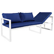 HAPPY GARDEN - Salon de jardin modulable IBIZA en tissu bleu 7 places - aluminium blanc - vignette