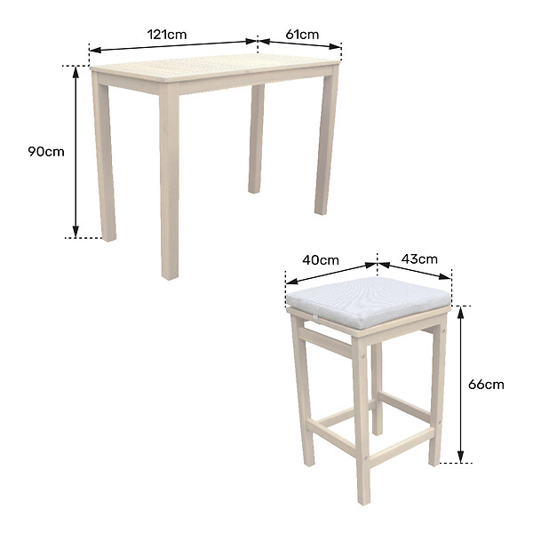 HAPPY GARDEN - Mange debout ARUBA en acacia massif 4 places - coussins gris - large