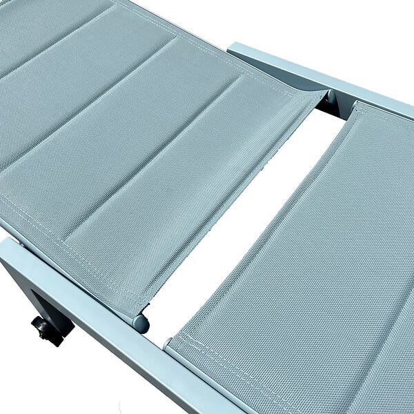 HAPPY GARDEN - Lot de 2 bains de soleil BARBADOS en textilène bleu clair - aluminium bleu clair - large