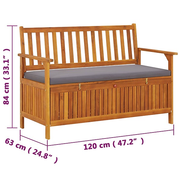 VIDAXL - vidaXL Banc de rangement de jardin 120 cm Bois d'acacia solide - large