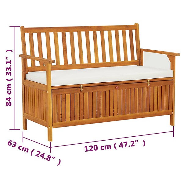 VIDAXL - vidaXL Banc de rangement de jardin Bois d'acacia solide 120x63x84 cm - large