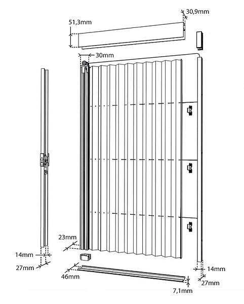 AVOSDIM - Moustiquaire pour porte - L.120 x H.240 cm - Alu. gris - Store plissé anti insectes - large