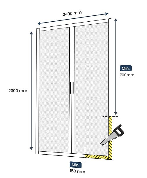 AVOSDIM - Moustiquaire Baie Vitrée - L.240 x H.230cm Recoupable - Aluminium Chêne Doré - Store coulissant - large
