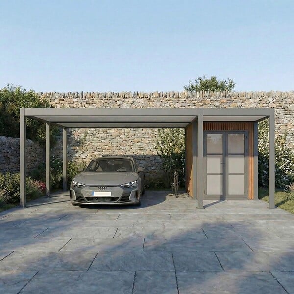 DIRECT-ABRIS - Carport Aluminium 760 x 645 cm NEWARK - 43 m2 - Hauteur : 255 - 2 Voitures - Abri Voiture Autoportant - Stockage - Extension - Gris Anthracite - large