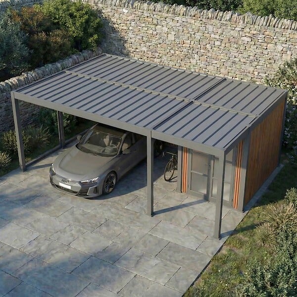 DIRECT-ABRIS - Carport Aluminium 760 x 645 cm NEWARK - 43 m2 - Hauteur : 255 - 2 Voitures - Abri Voiture Autoportant - Stockage - Extension - Gris Anthracite - large