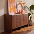 OVIALA - Buffet 3 portes moderne rectangulaire L140 cm bois foncé - Gina - vignette