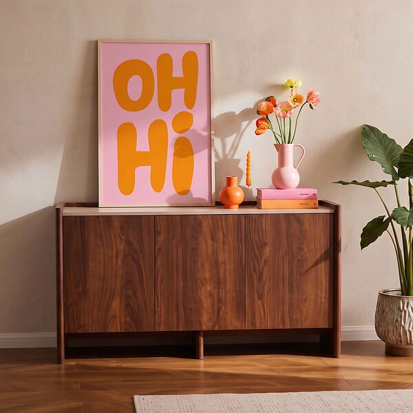 OVIALA - Buffet 3 portes moderne rectangulaire L140 cm bois foncé - Gina - large