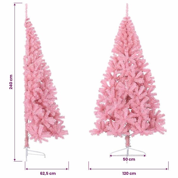 VIDAXL - vidaXL Demi sapin de Noël artificiel avec support Rose 240 cm PVC - large