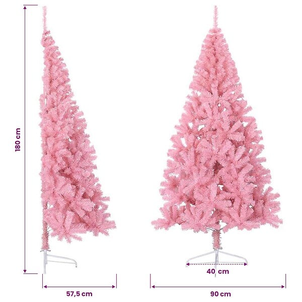 VIDAXL - vidaXL Demi sapin de Noël artificiel avec support Rose 180 cm PVC - large