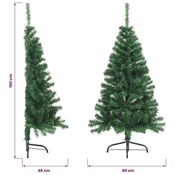 VIDAXL - vidaXL Sapin de Noël artificiel moitié avec support vert 150 cm PVC - large
