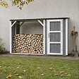 TIMBELA - Abri à bûches avec remise - l120 x L345 x H220 cm / 4,14 m² - Rangement extérieur pour bois de chauffage - TIMBELA M985 - vignette