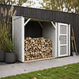 TIMBELA - Abri à bûches avec remise - l120 x L345 x H220 cm / 4,14 m² - Rangement extérieur pour bois de chauffage - TIMBELA M985-TUNDRA GREY - vignette