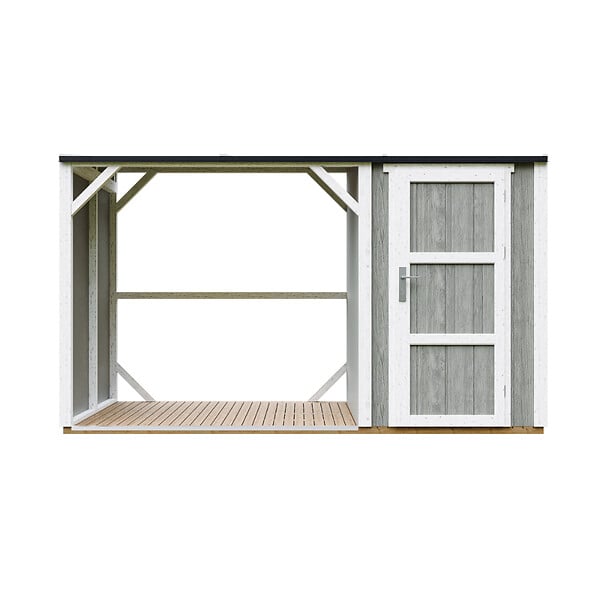 TIMBELA - Abri à bûches avec remise - l120 x L345 x H220 cm / 4,14 m² - Rangement extérieur pour bois de chauffage - TIMBELA M985-TUNDRA GREY - large