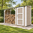 TIMBELA - Abri à bûches avec remise - l120 x L345 x H220 cm / 4,14 m² - Rangement extérieur pour bois de chauffage - TIMBELA M985-TERRA BROWN - vignette