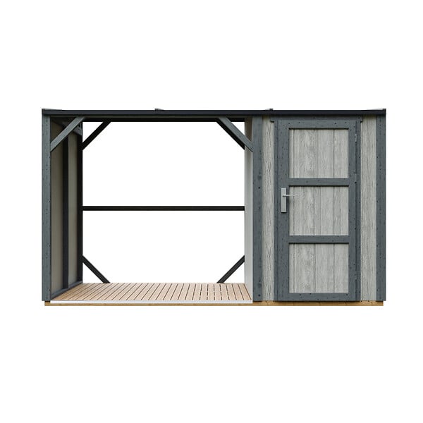 TIMBELA - Abri à bûches avec remise - l120 x L345 x H220 cm / 4,14 m² - Rangement extérieur pour bois de chauffage - TIMBELA M985-TUNDRA CAVERN - large