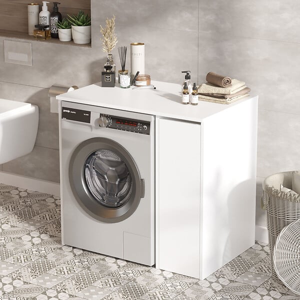 HABITAT ET JARDIN - Meuble pour machine à laver en bois "Tera" - 93 x 60 x 88 cm - Blanc - large