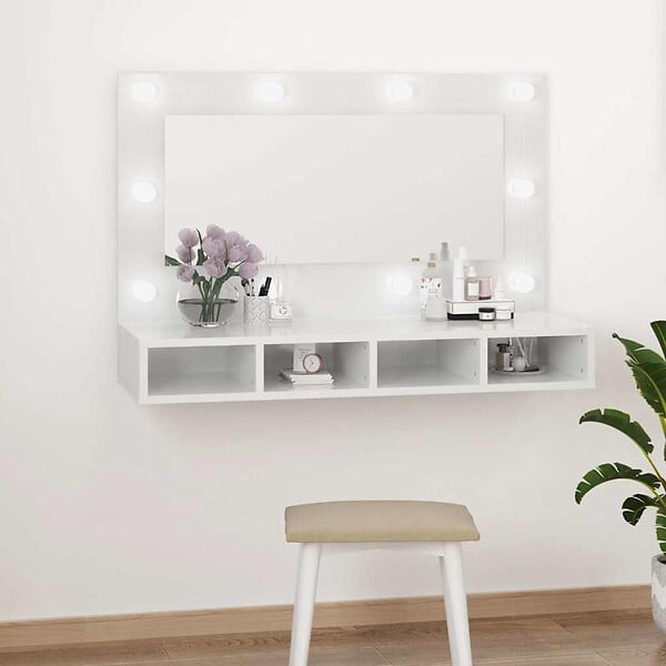 VIDAXL - vidaXL Armoire à miroir avec LED Blanc brillant 90x31,5x62 cm - large
