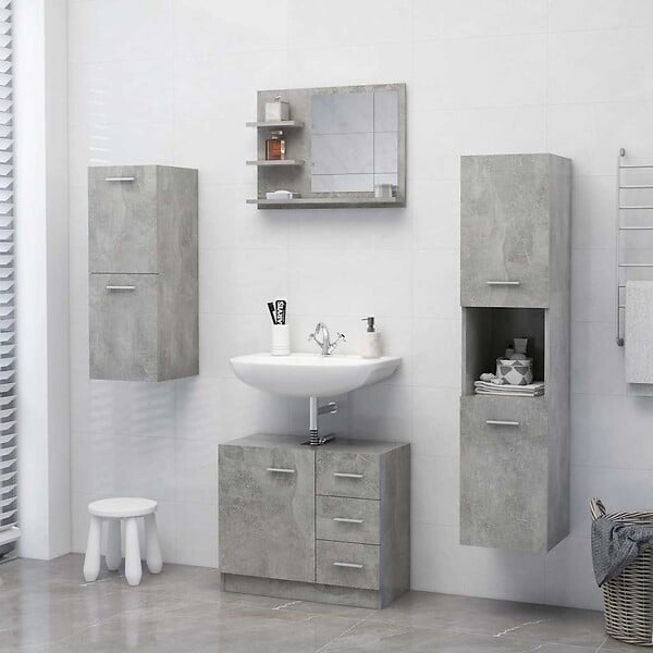 VIDAXL - vidaXL Miroir de salle de bain gris béton 60x10,5x45cm bois ingénierie - large