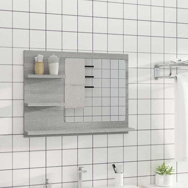 VIDAXL - vidaXL Miroir de bain Sonoma gris 60x10,5x45 cm Bois d'ingénierie - large
