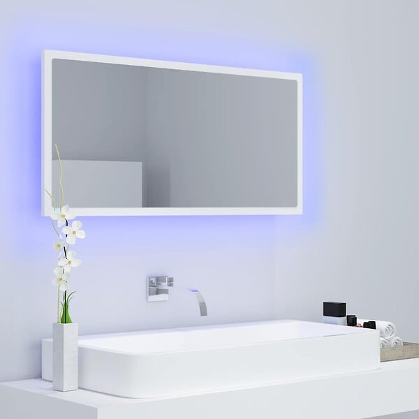 VIDAXL - vidaXL Miroir à LED de salle de bain Blanc 90x8,5x37 cm Acrylique - large
